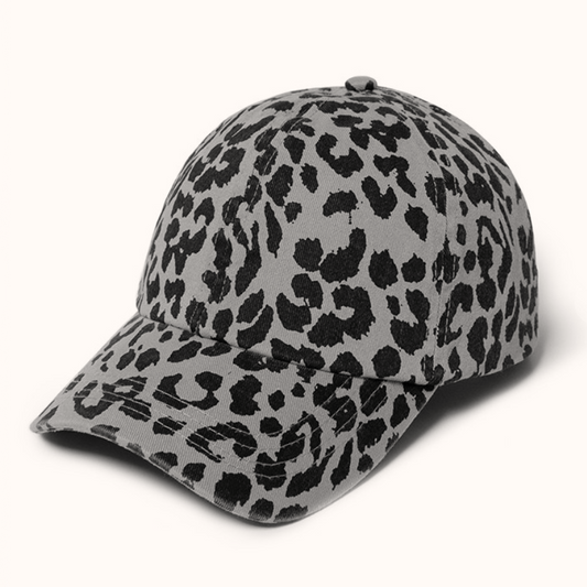 Leopard Print Hats - Grey